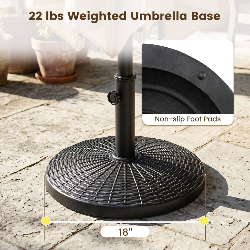 22 lbs Patio Resin Outdoor Umbrella Base with Wicker Style for Use