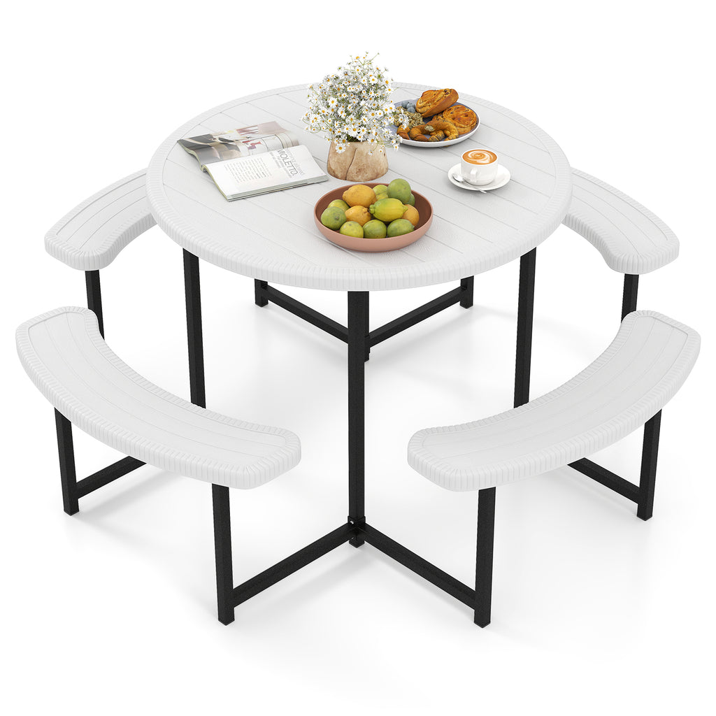 8-Person Outdoor Picnic Table and Bench Set with Umbrella Hole