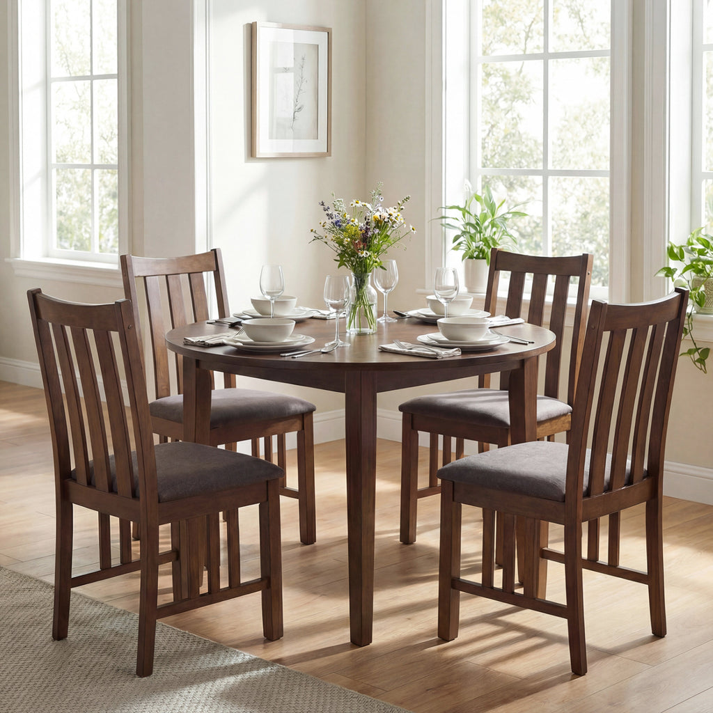 Rubber Wood Dining Chairs Set of 2, Brown