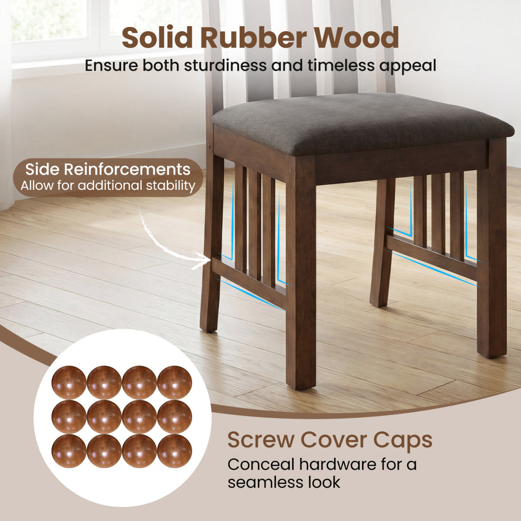 Rubber Wood Dining Chairs Set of 2 - Brown
