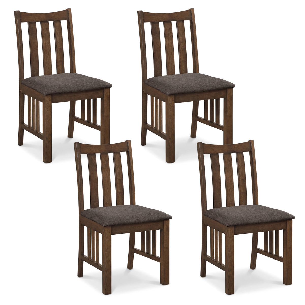 Rubber Wood Dining Chairs Set of 4, Brown