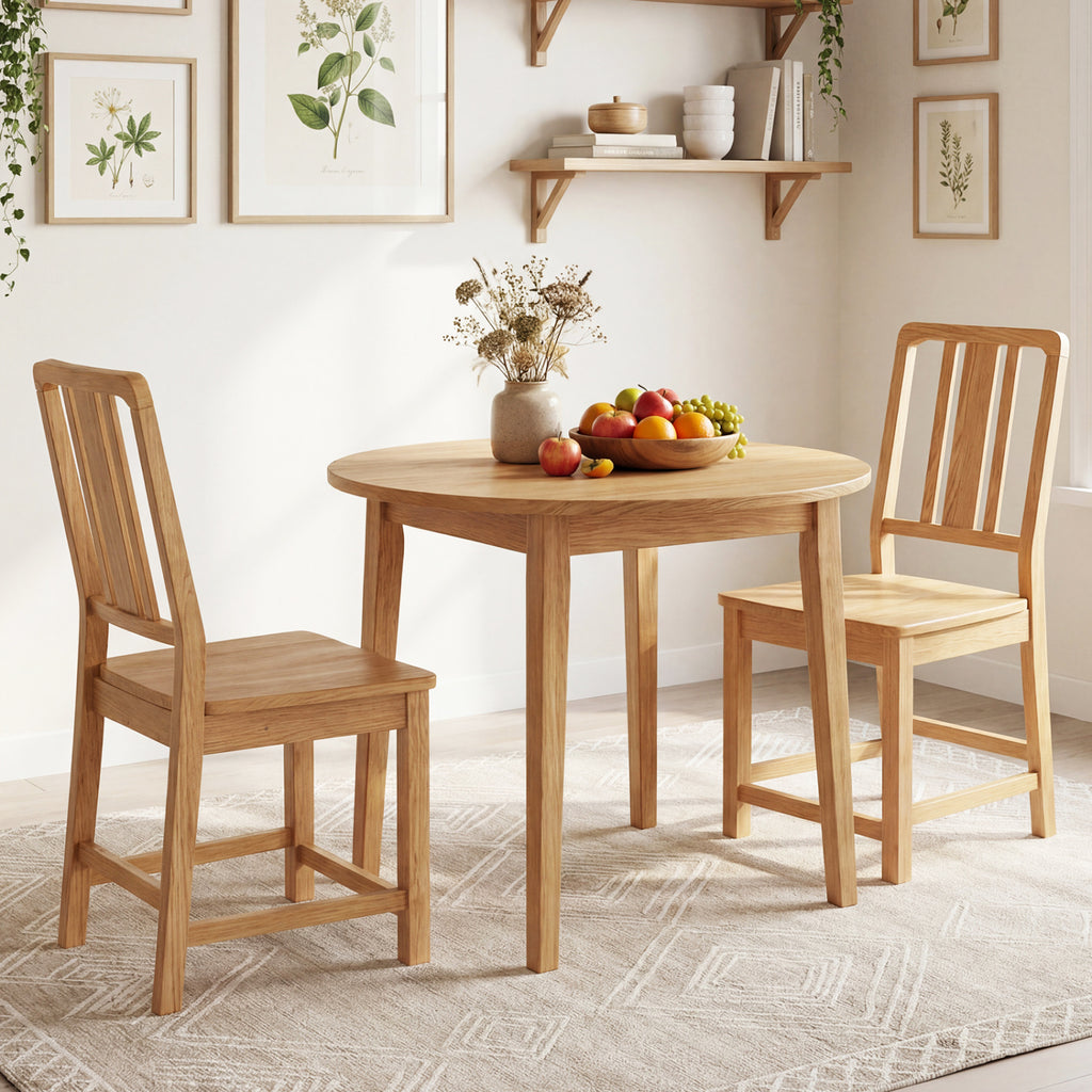 Rubber Wood Dining Chairs Set of 2, Natural