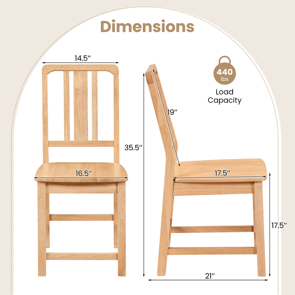 Rubber Wood Dining Chairs Set of 2, Natural