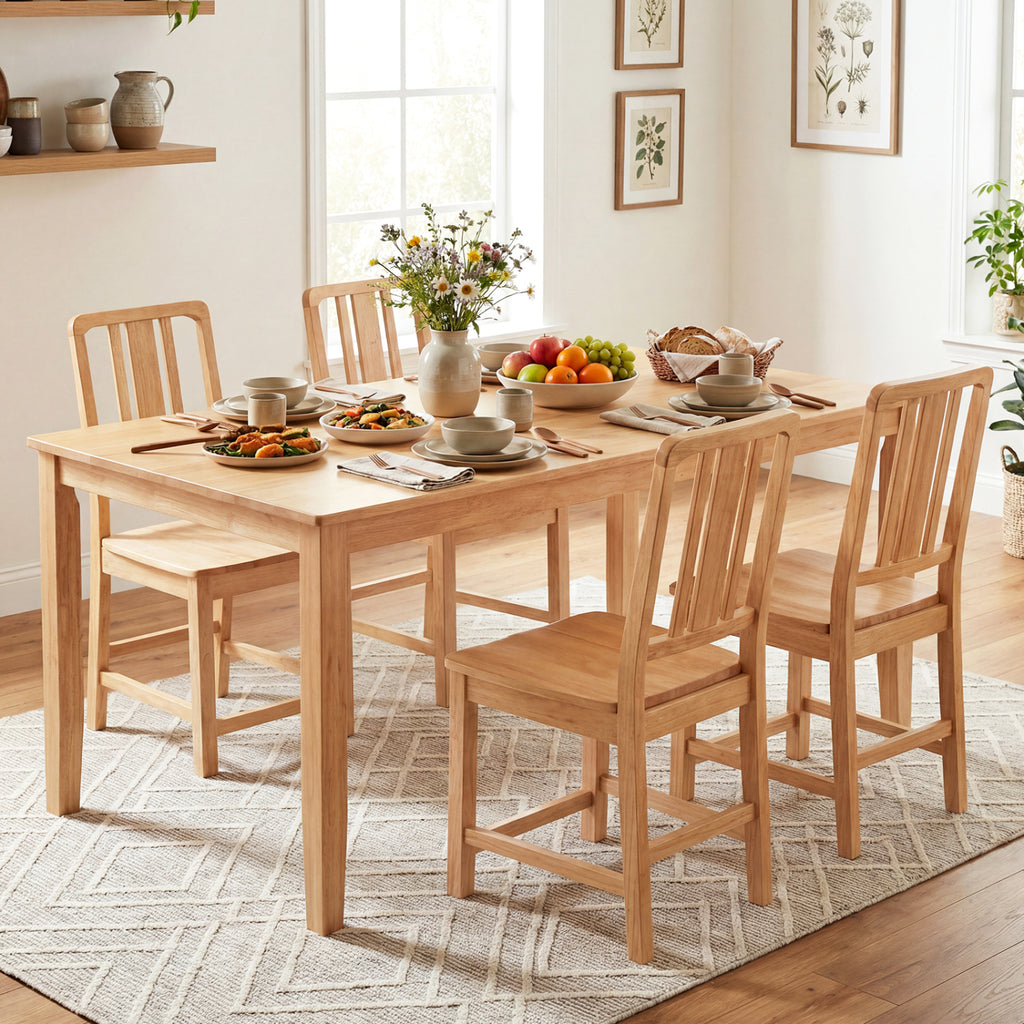 Rubber Wood Dining Chairs Set of 2, Natural