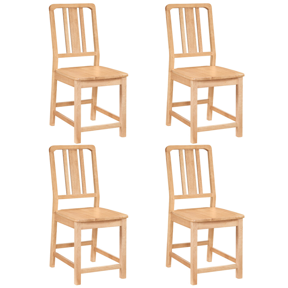 Rubber Wood Dining Chairs Set of 4, Natural