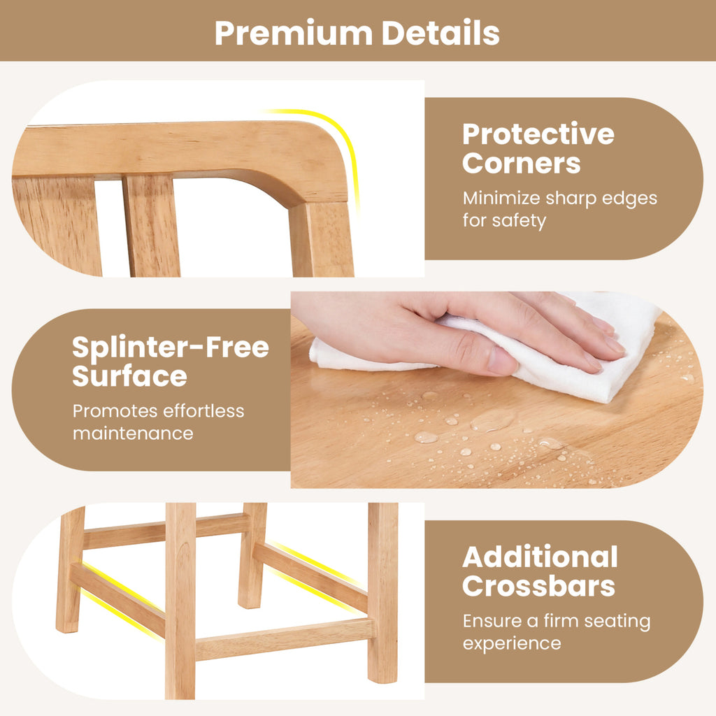 Rubber Wood Dining Chairs Set of 4, Natural