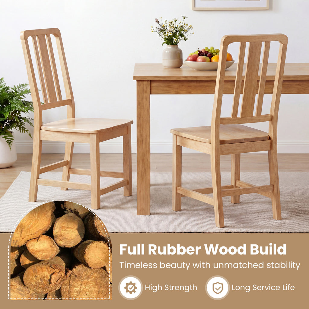 Rubber Wood Dining Chairs Set of 4, Natural