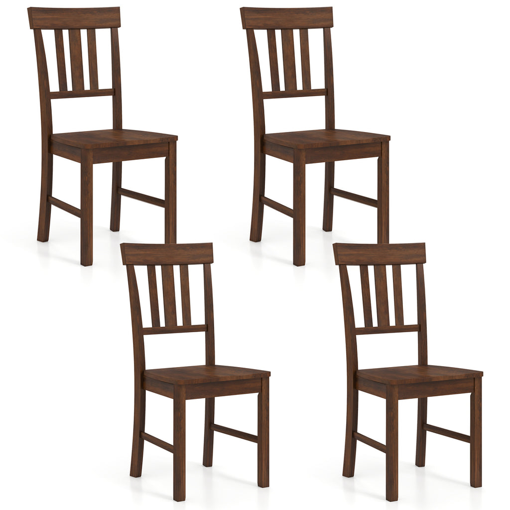 Rubber Wood Dining Chairs Set of 4, Dark Brown