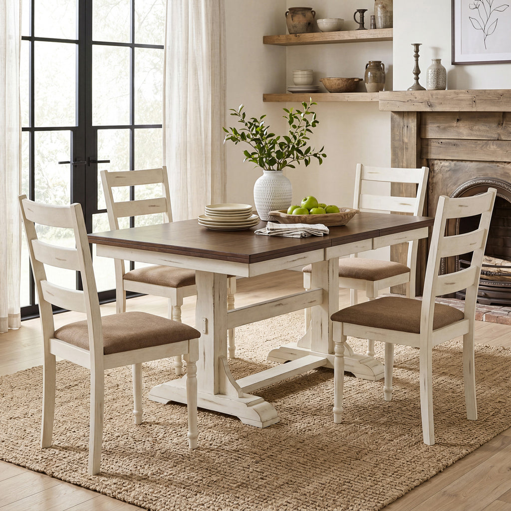 Rubber Wood Dining Chairs Set of 4 - White