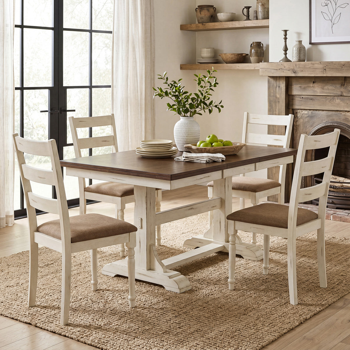 Rubber Wood Dining Chairs Set of 4 - White