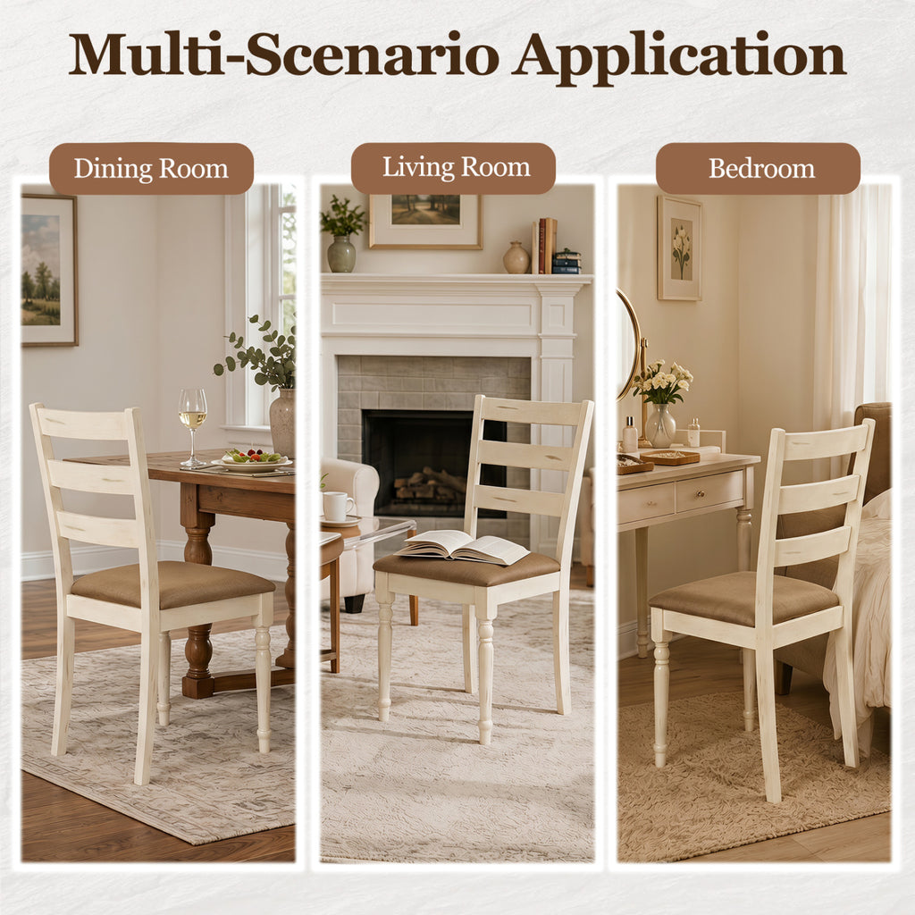 Rubber Wood Dining Chairs Set of 4 - White