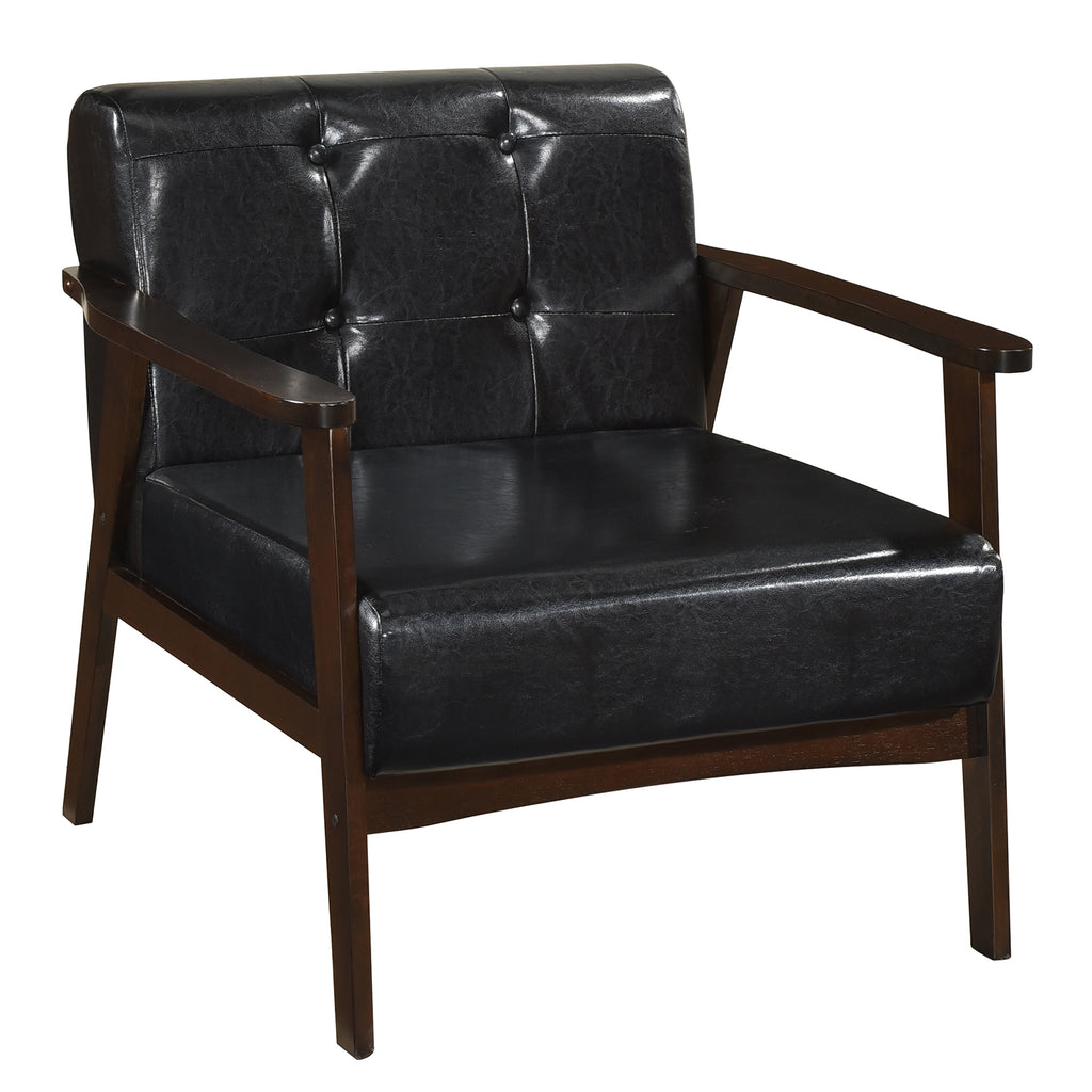 Beige Rubber Wood Accent Chair with Armrest - Living Room