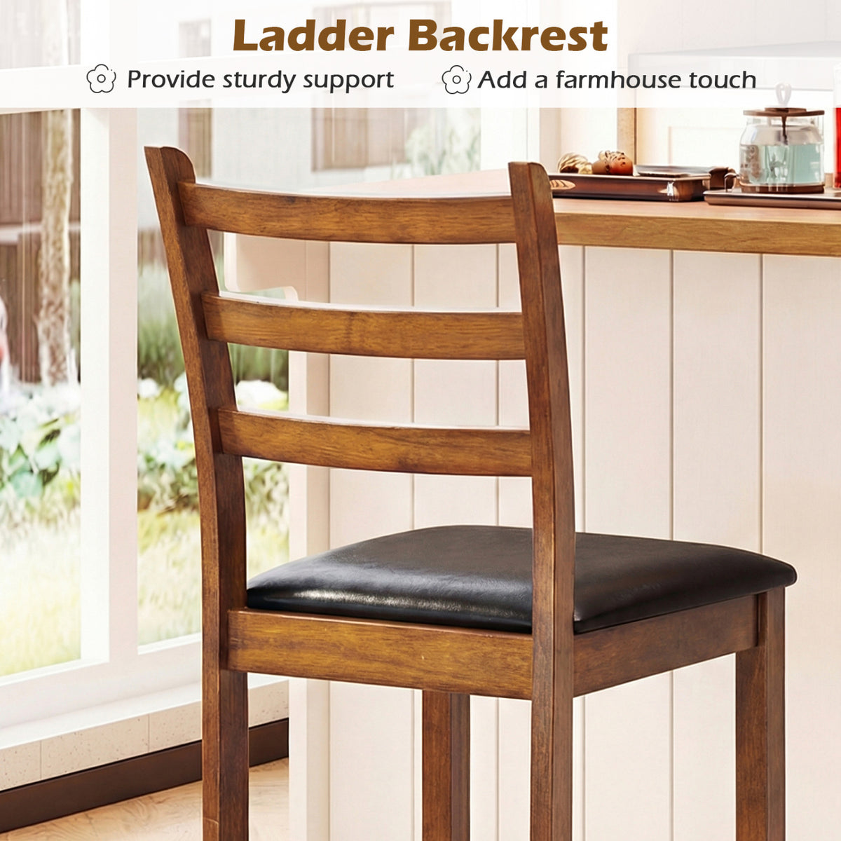 Rubber Wood Counter Stools Set of 2 - 24 inch, Walnut
