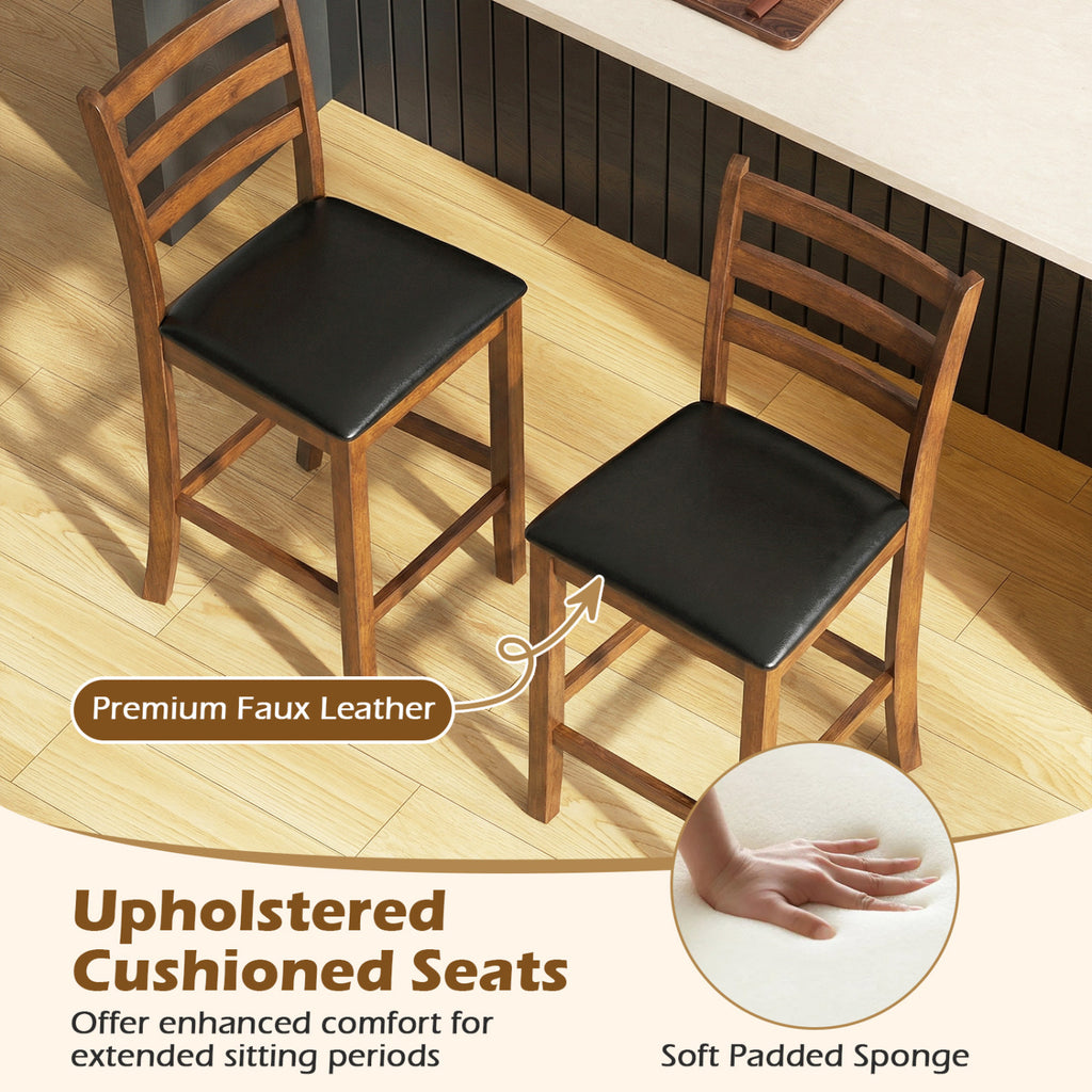 Rubber Wood Counter Stools Set of 2 - 24 inch, Walnut