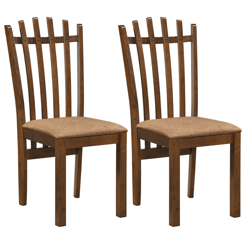 Rubber Wood Dining Chairs Set of 2 - Brown Linen