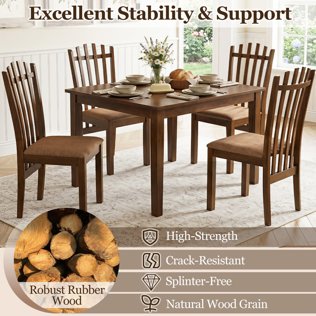 Rubber Wood Dining Chairs Set of 2 - Brown Linen