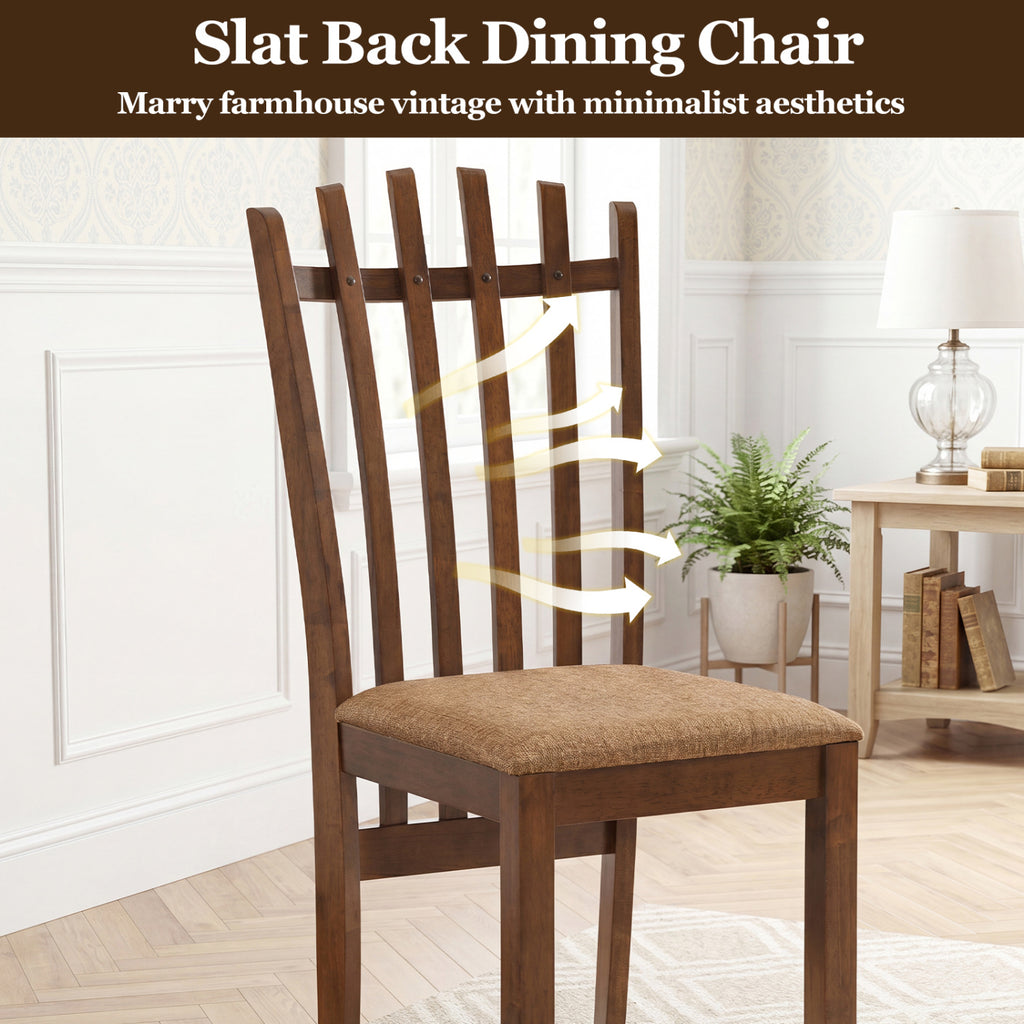 Rubber Wood Dining Chairs Set of 4 - Brown Linen