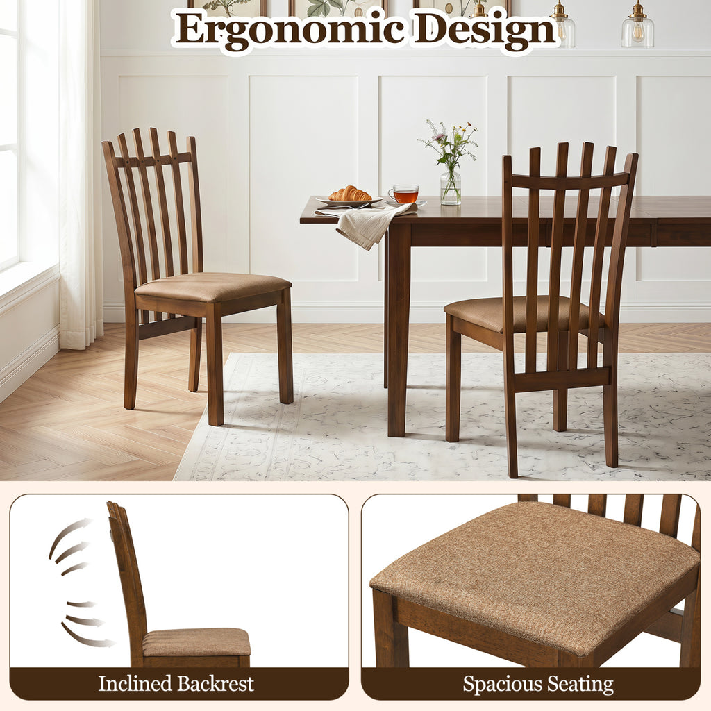 Rubber Wood Dining Chairs Set of 4 - Brown Linen