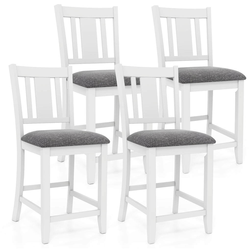 Rubber Wood Bar Stools Set of 2 with Back Support - White