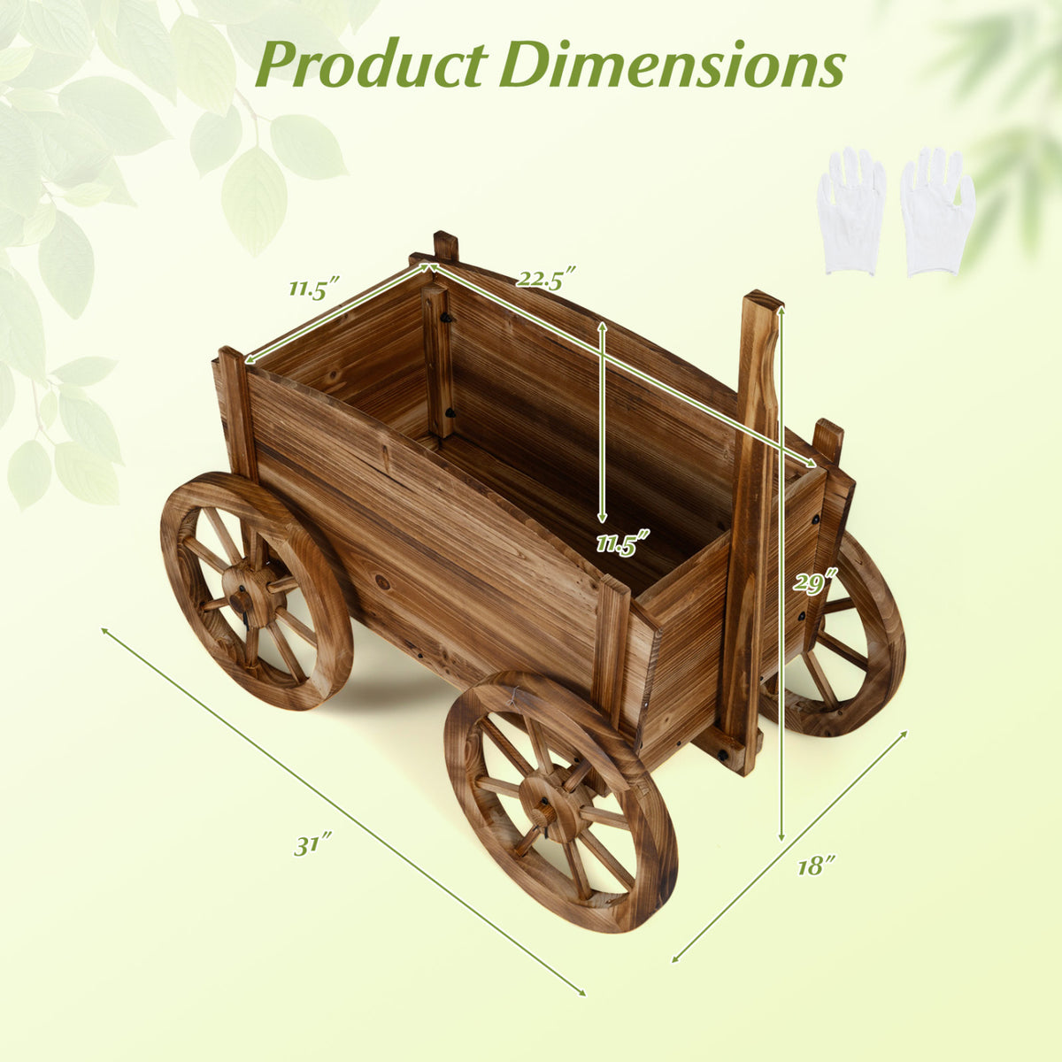 Rustic Rolling Flower Pot Stand with Wheels - Coffee
