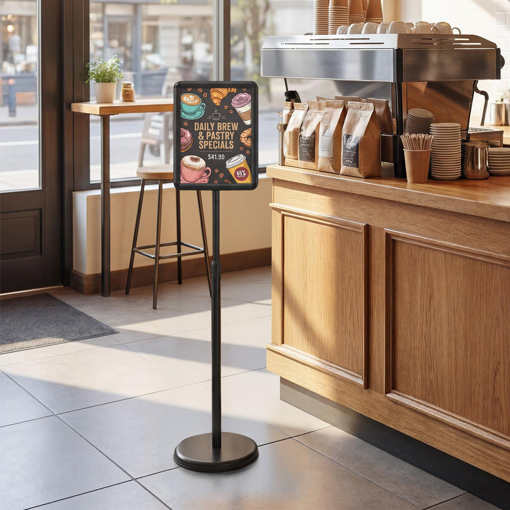 A4 Sign Holder Stand 8.5 x 11 inches with 360° Rotation - Silver