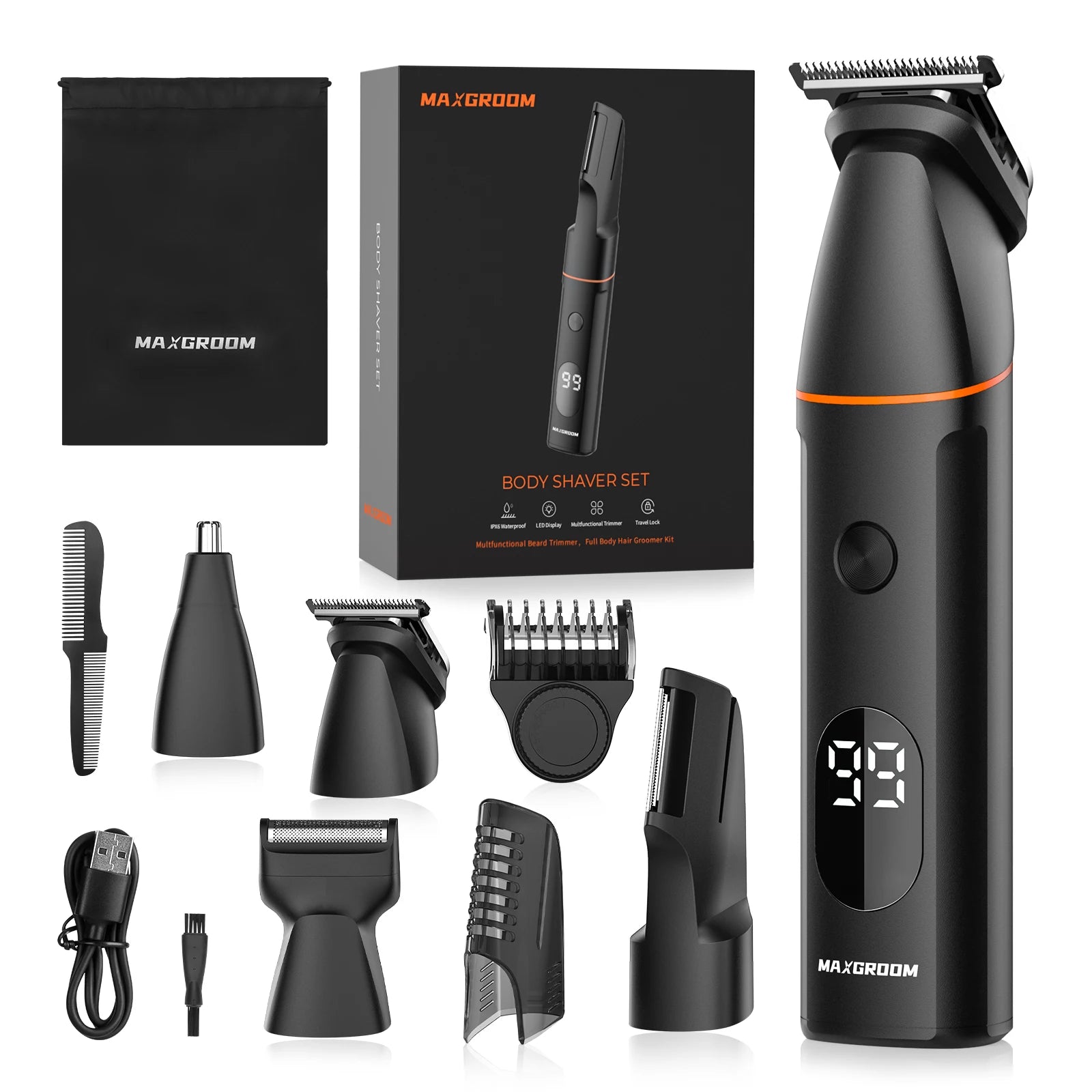 Maxgroom 4-in-1 Manscape Body Hair Trimmer Kit