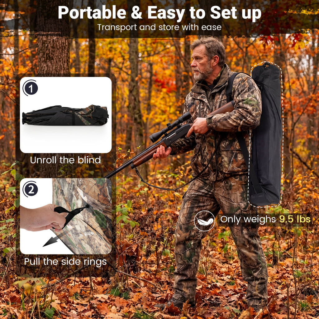 Hunting Blind with Dog Door – 1-3 Person Camouflage Tent