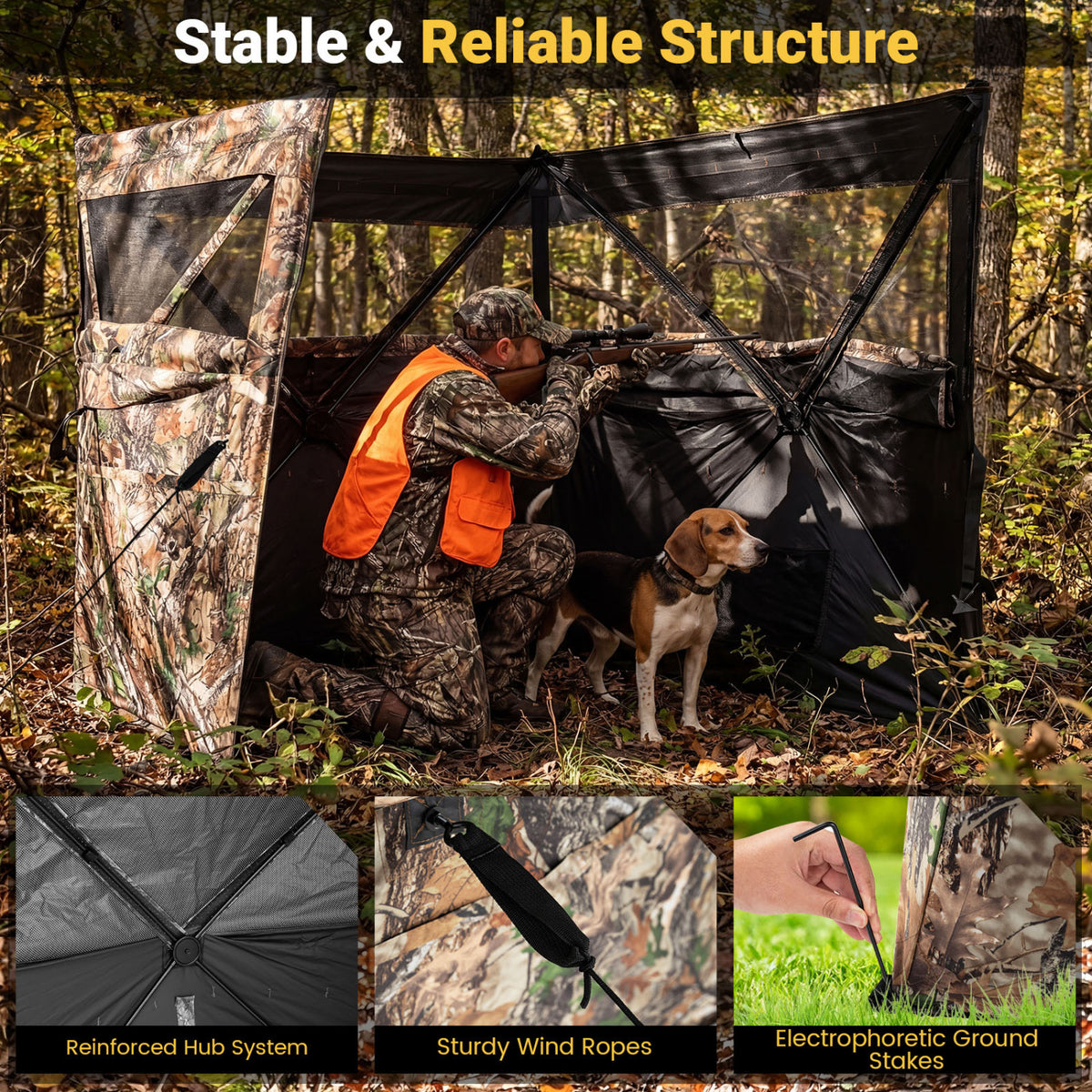 Hunting Blind with Dog Door – 1-3 Person Camouflage Tent