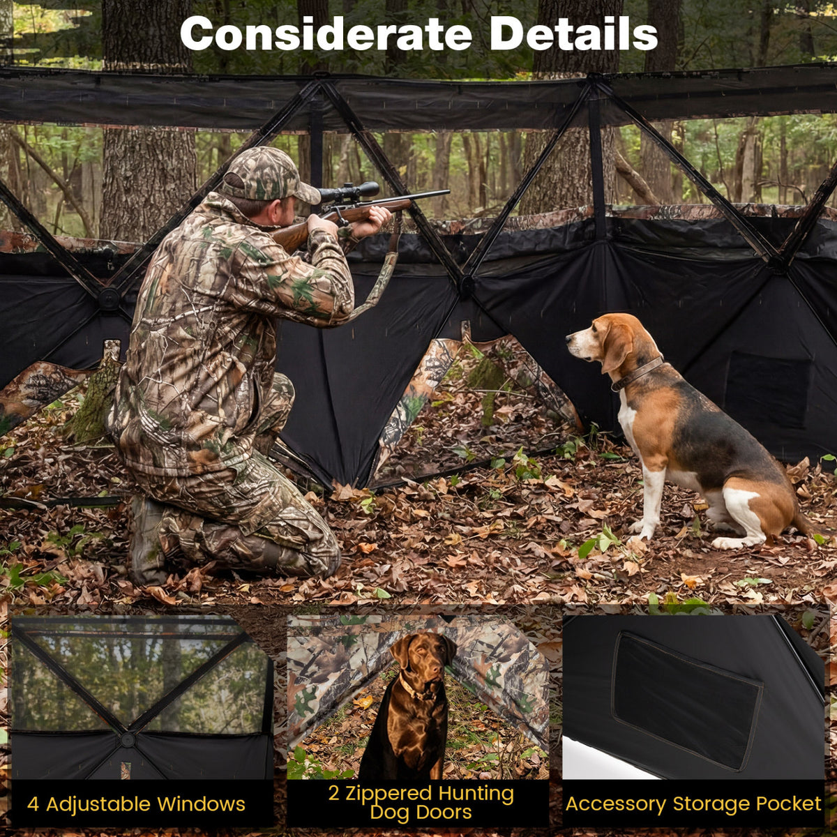 Hunting Blind with Dog Door – 1-3 Person Camouflage Tent
