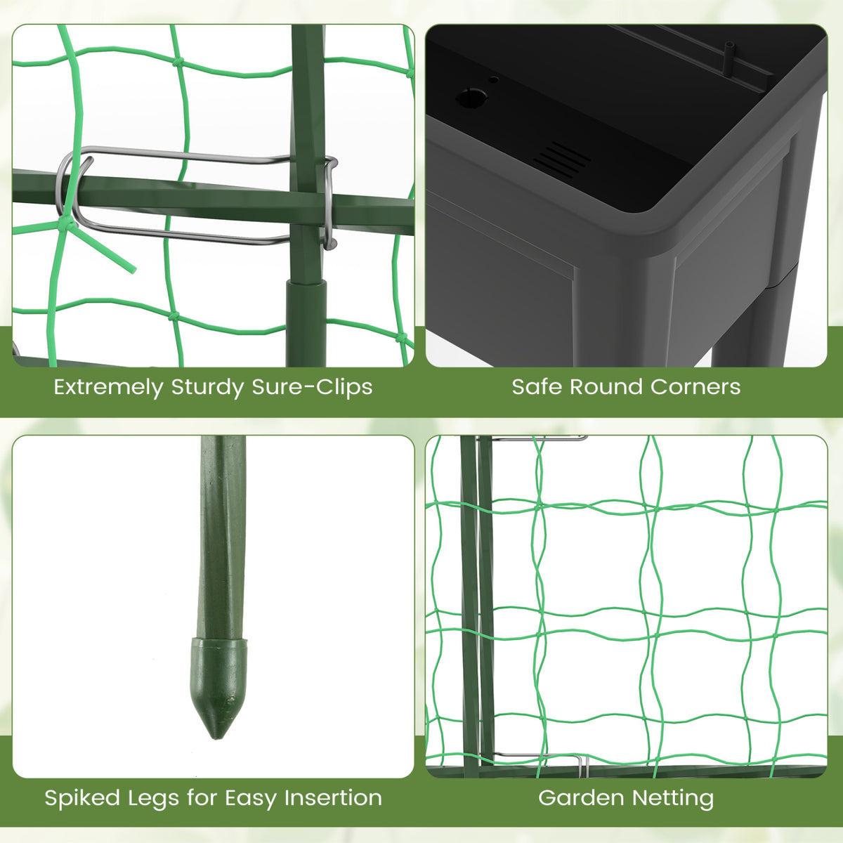 Self-Watering Raised Garden Bed with Trellis - Gray
