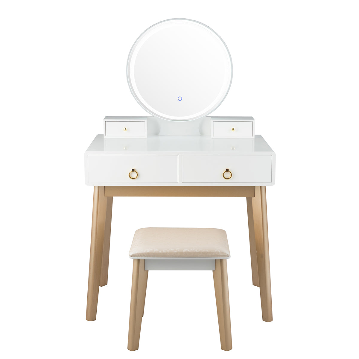 Makeup Vanity Table with LED Mirror & 3 Light Modes - White, No Cabinet