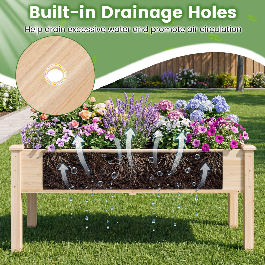Wooden Raised Garden Bed with Legs 48" x 25" x 19"