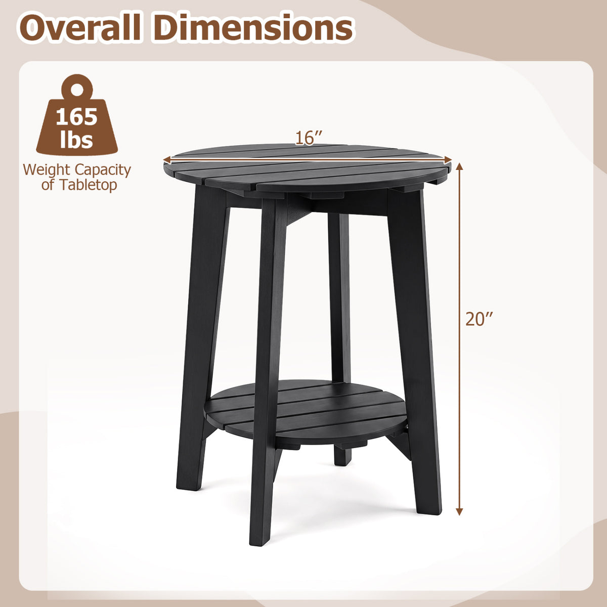 Set of 2 2-Tier Outdoor Eucalyptus Wood Side Table with Slatted