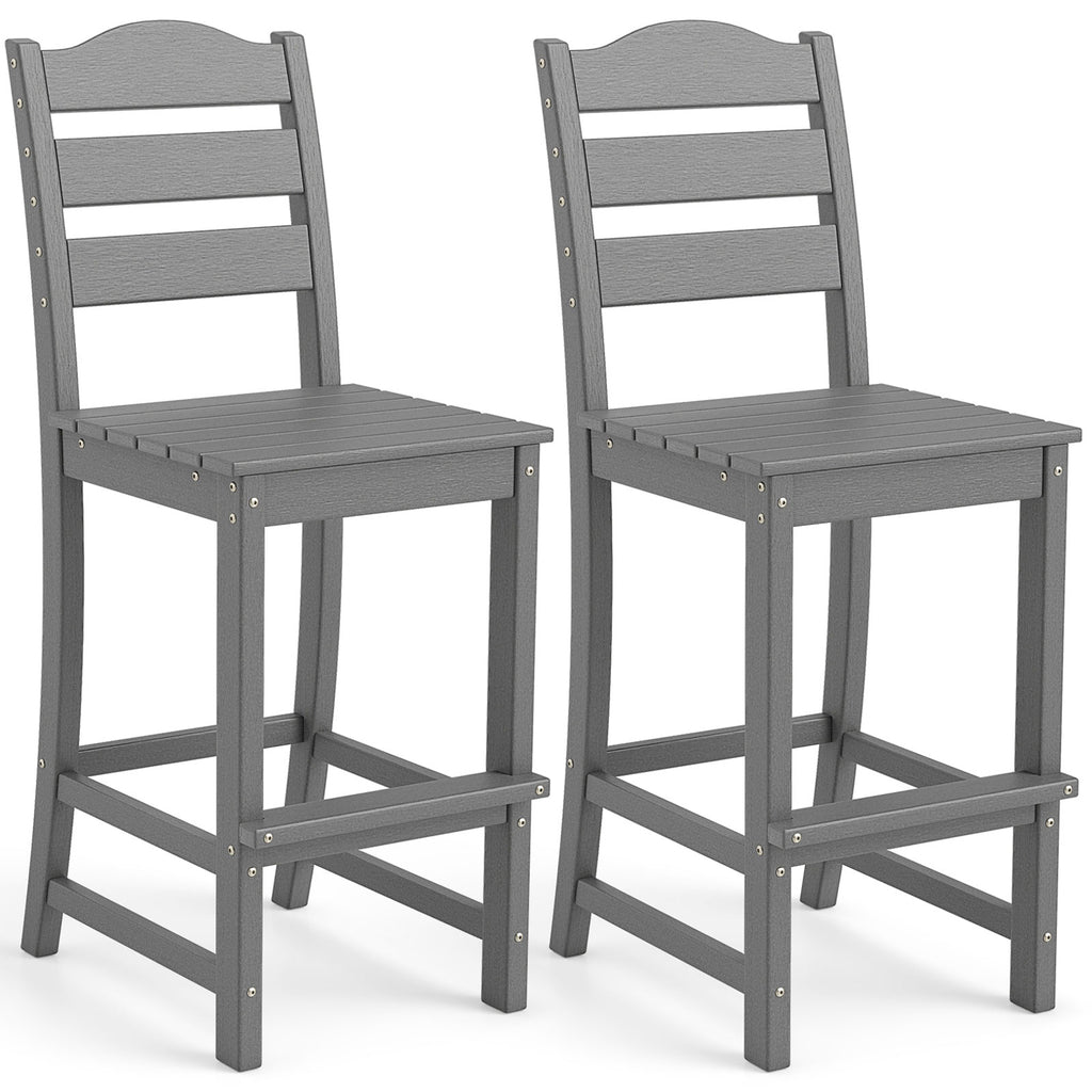 Set of 2 Counter Height Outdoor HDPE Bar Stool with Armrests and