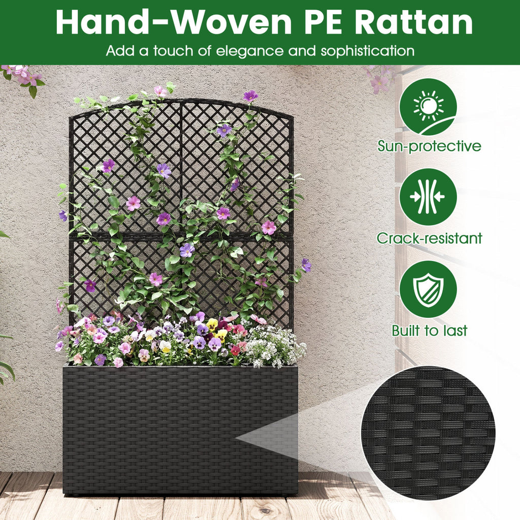 49 Inch Raised Garden Bed with Trellis Set of 2 - Black