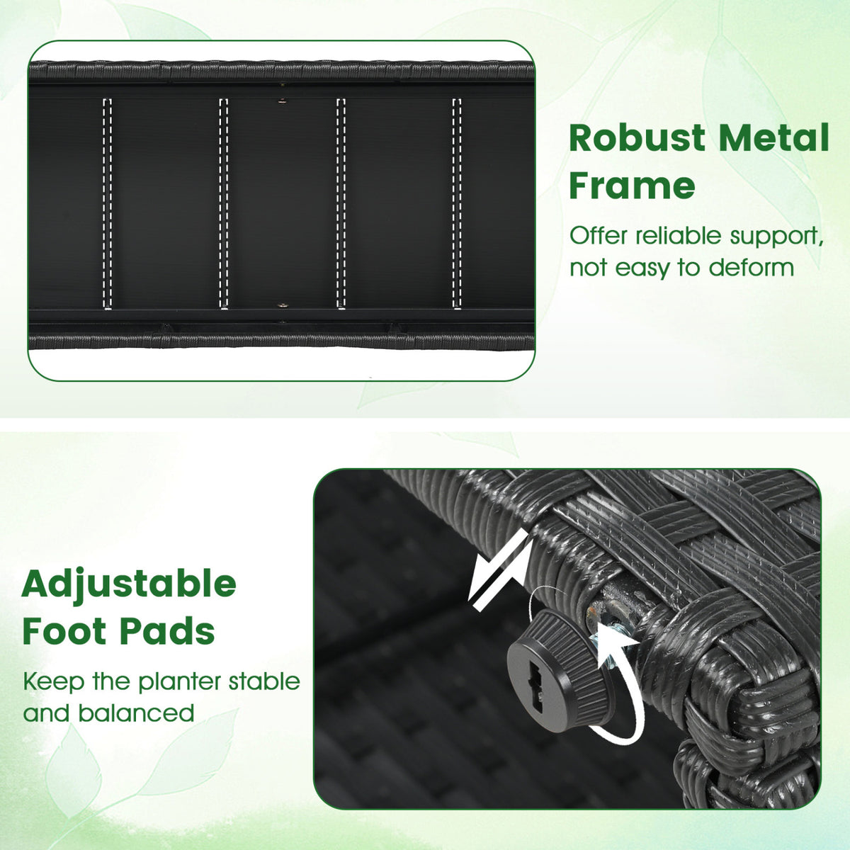 49 Inch Raised Garden Bed with Trellis Set of 2 - Black