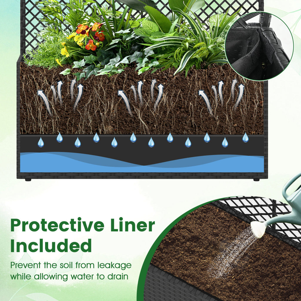 49 Inch Raised Garden Bed with Trellis Set of 2 - Black