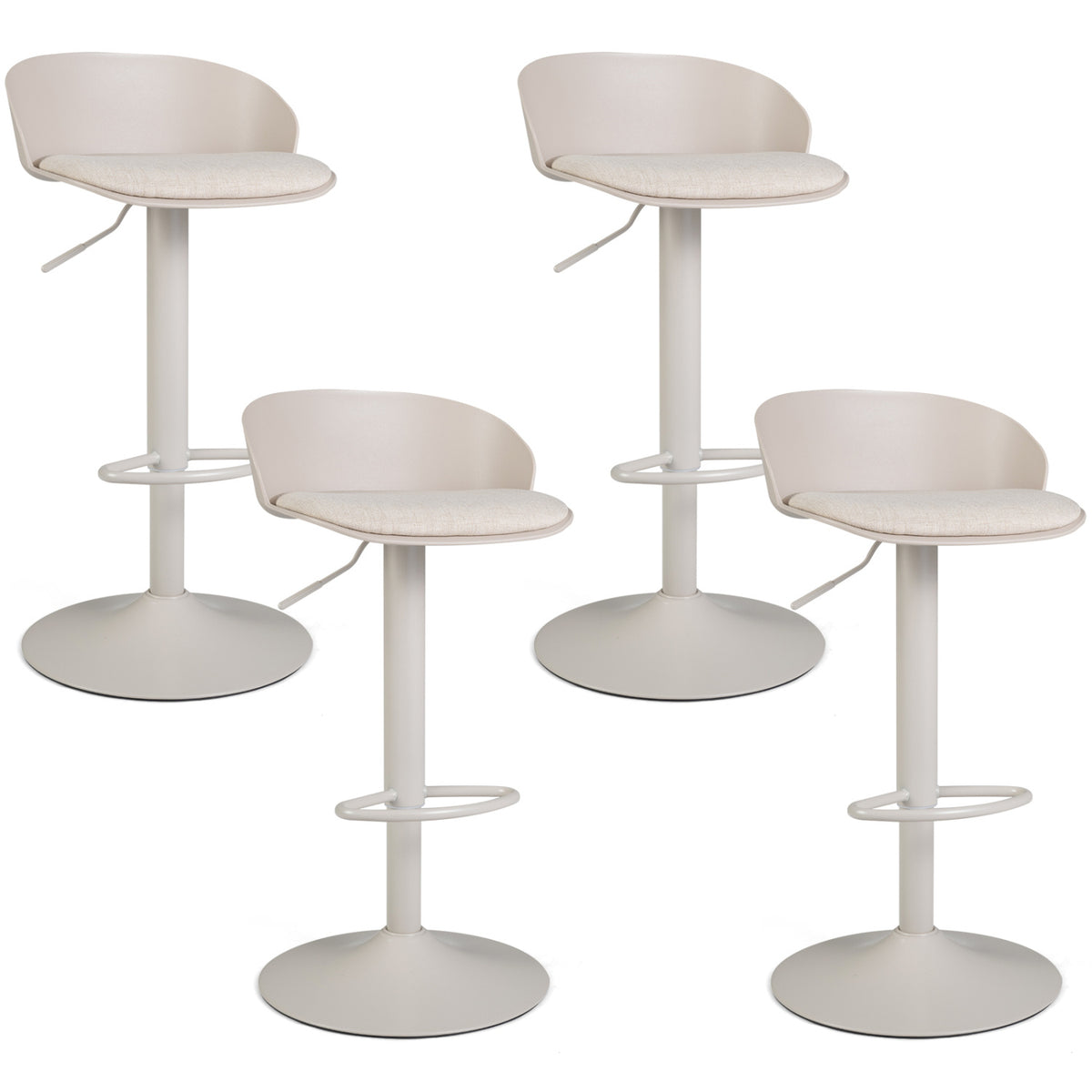 Adjustable Swivel Bar Stools Set of 2 - Cream White, 24-32.5in