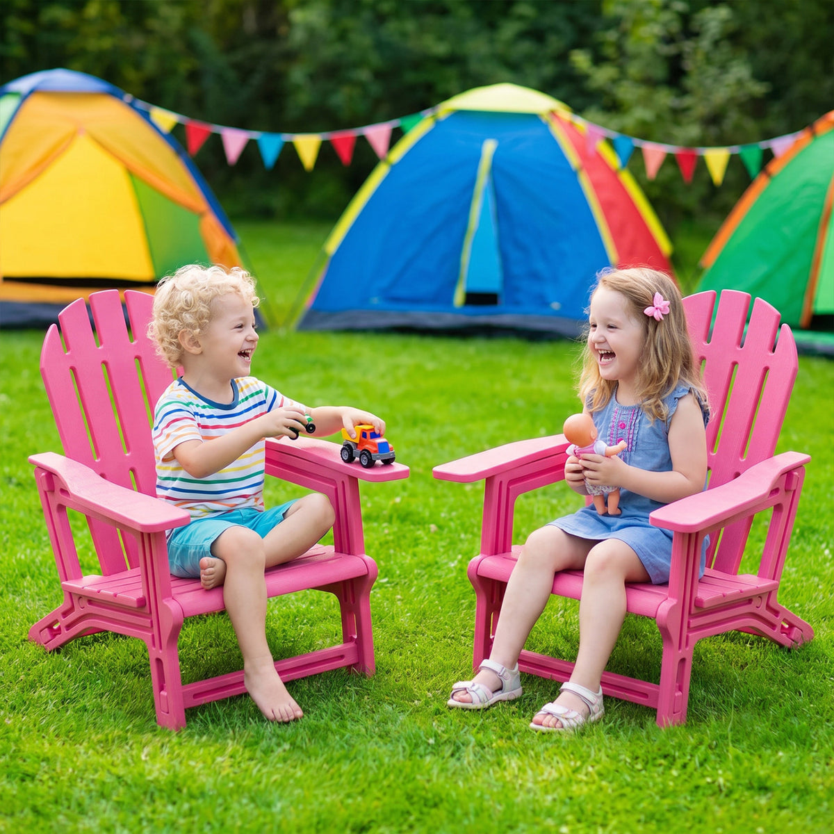 Set of 2 All-Weather Outdoor Kids Patio Seating with Ergonomic Design