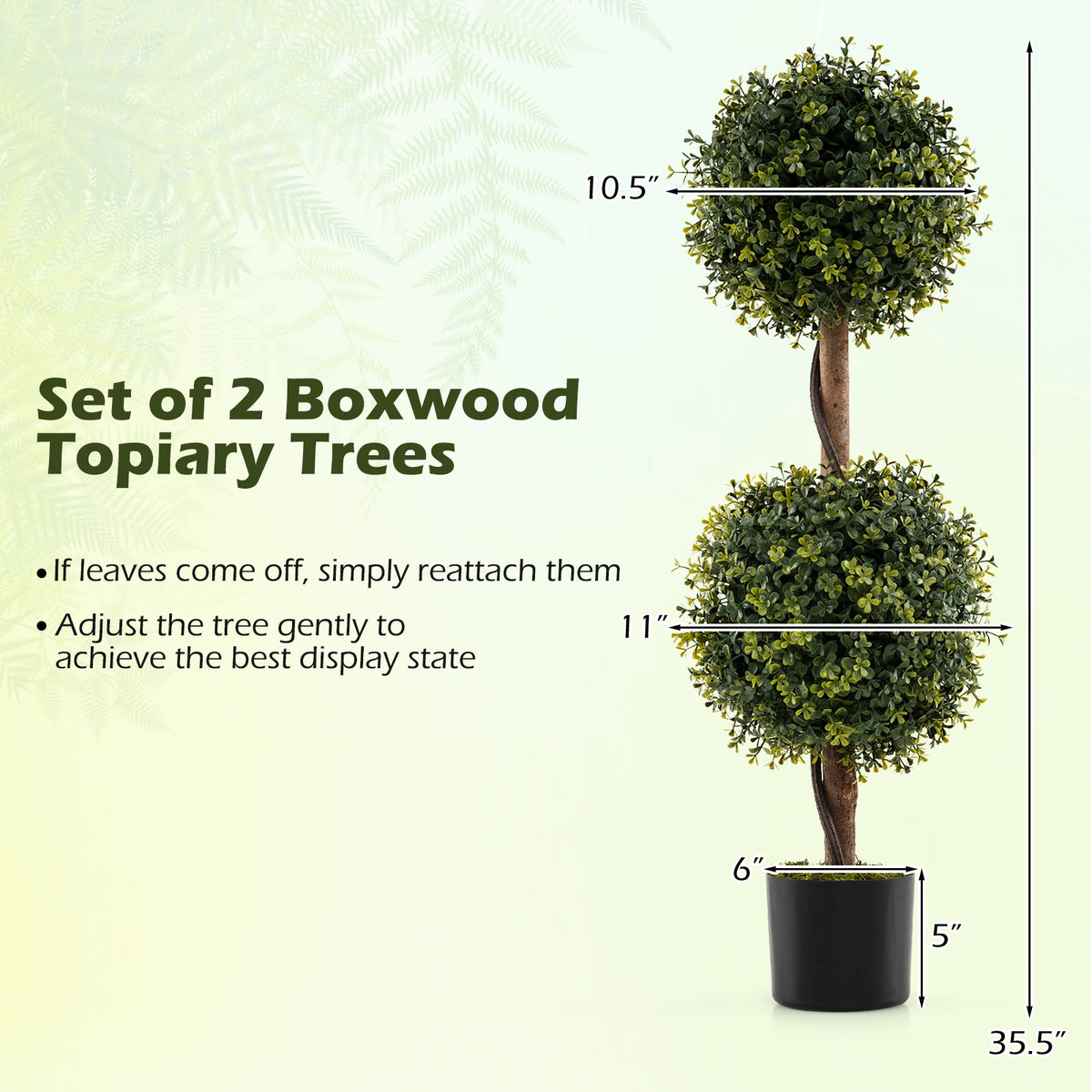 Artificial Double Topiary Ball Trees Set of 2 - Lifelike Indoor & Outdoor Decor