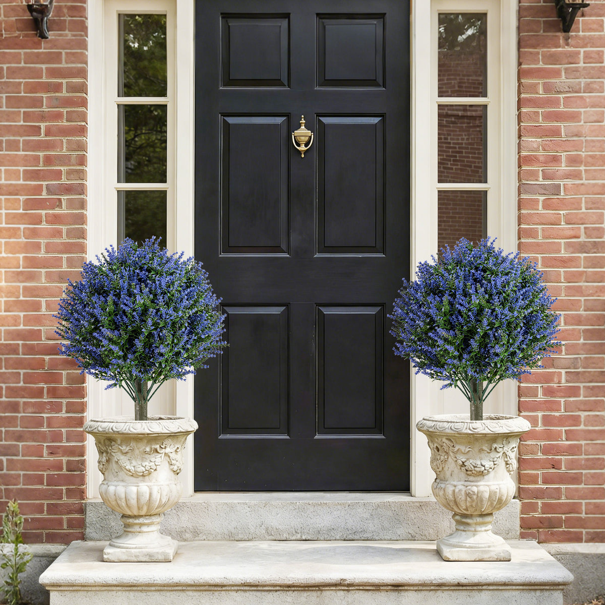 Artificial Lavender Topiary Ball Trees Set of 2 with Ground Spikes - Costway