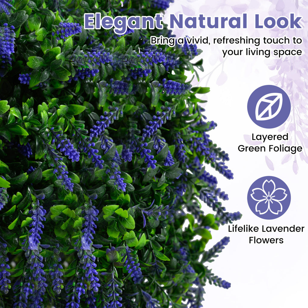 Artificial Lavender Topiary Ball Trees - 22 Inch Faux Potted Plants, Purple, Set of 2