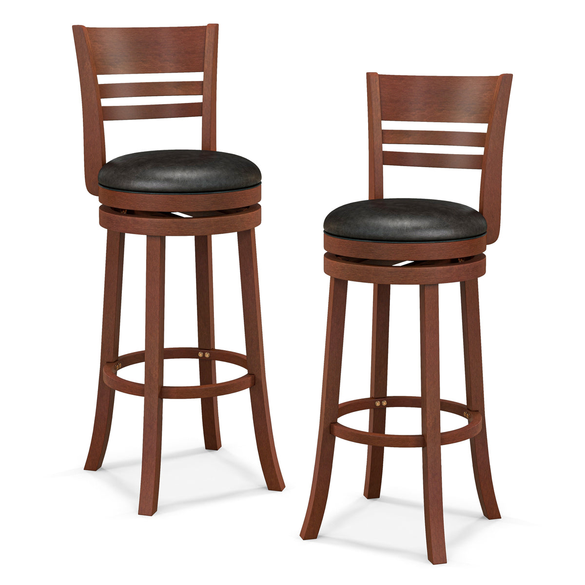 24 Inch Counter Height Swivel Bar Stool Set - X-shaped Open Back