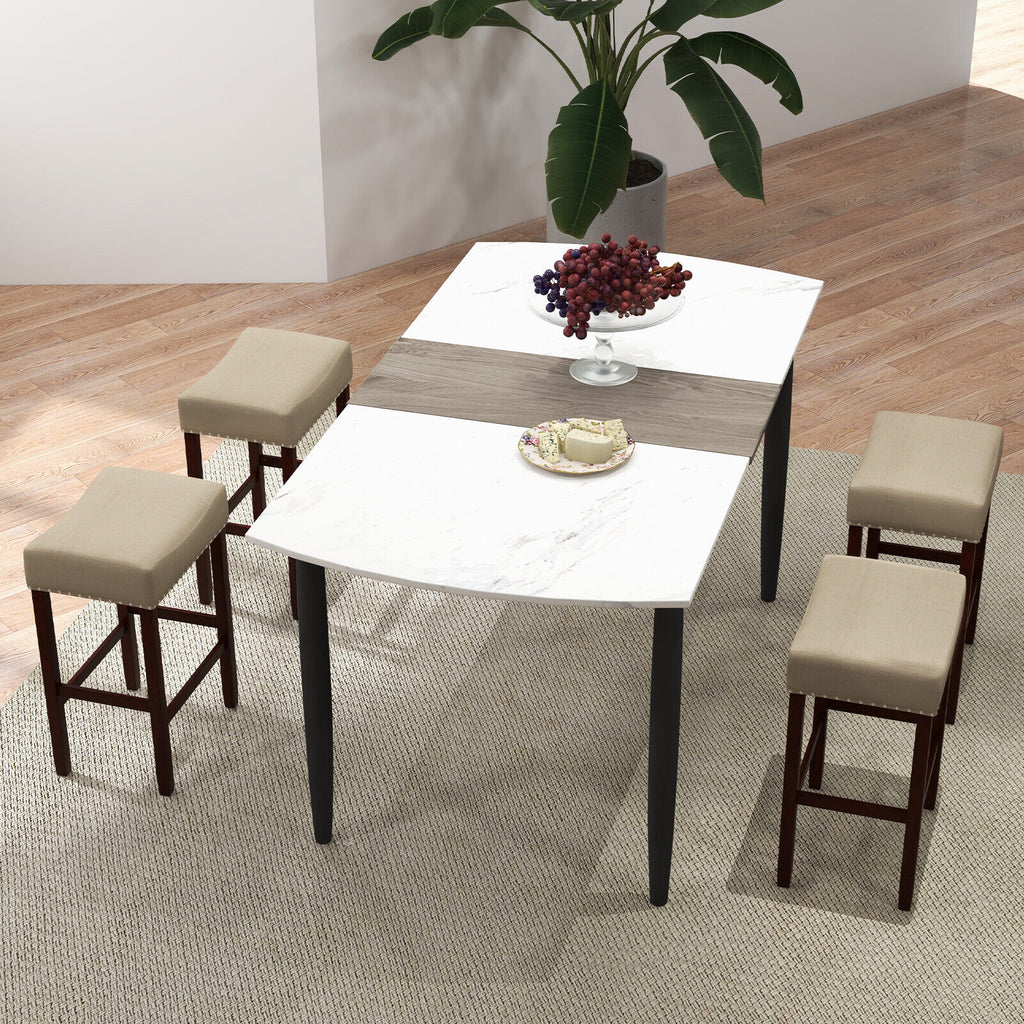 24 Inch Bar Stool with Curved Seat Cushion - Beige