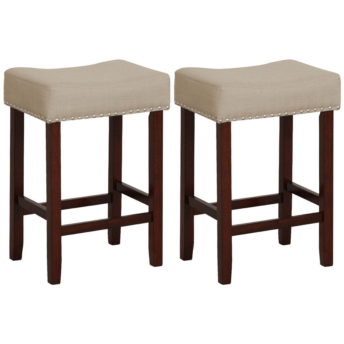 29 Inch Upholstered Bar Stool Set of 2 - Gray