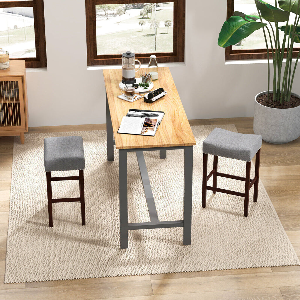 24 Inch Bar Stool with Cushioned Seat - Gray