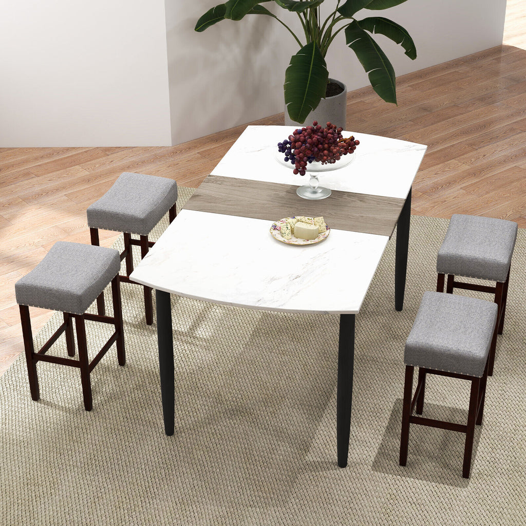 24 Inch Bar Stool with Cushioned Seat - Gray
