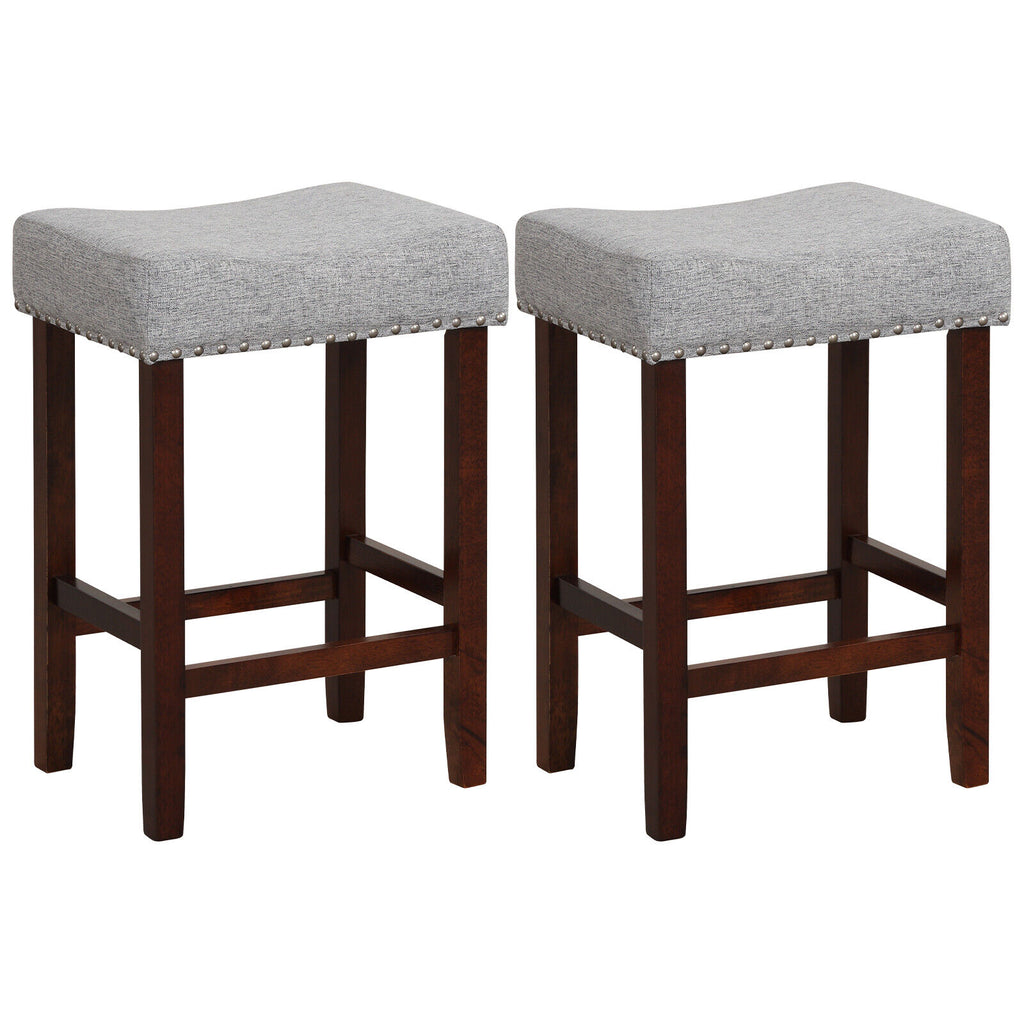 24 Inch Bar Stool with Cushioned Seat - Gray