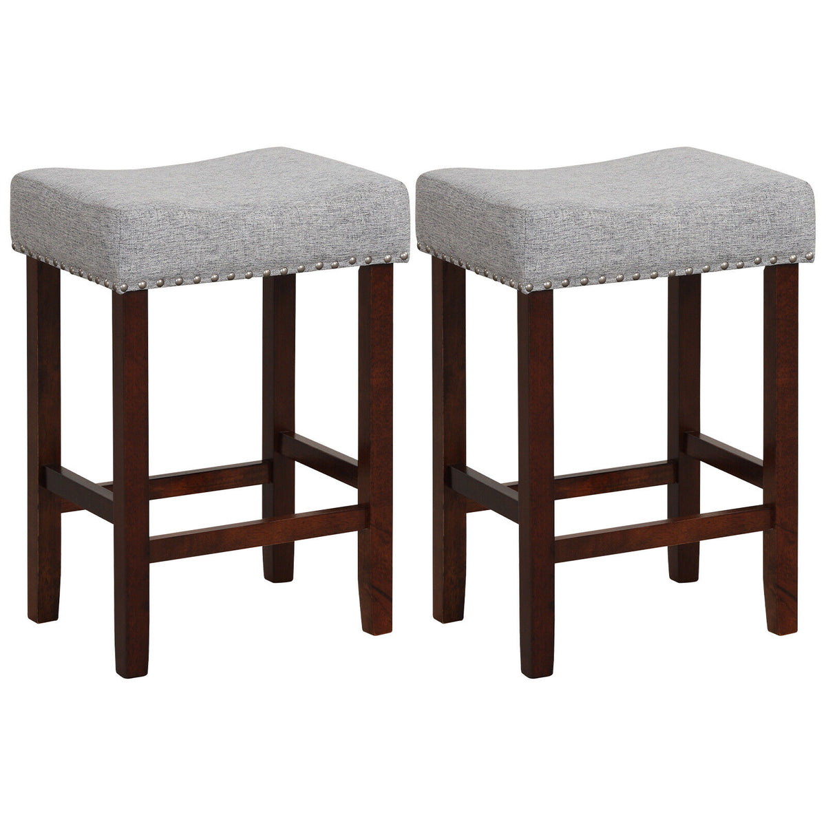 24 Inch Bar Stool with Cushioned Seat - Gray