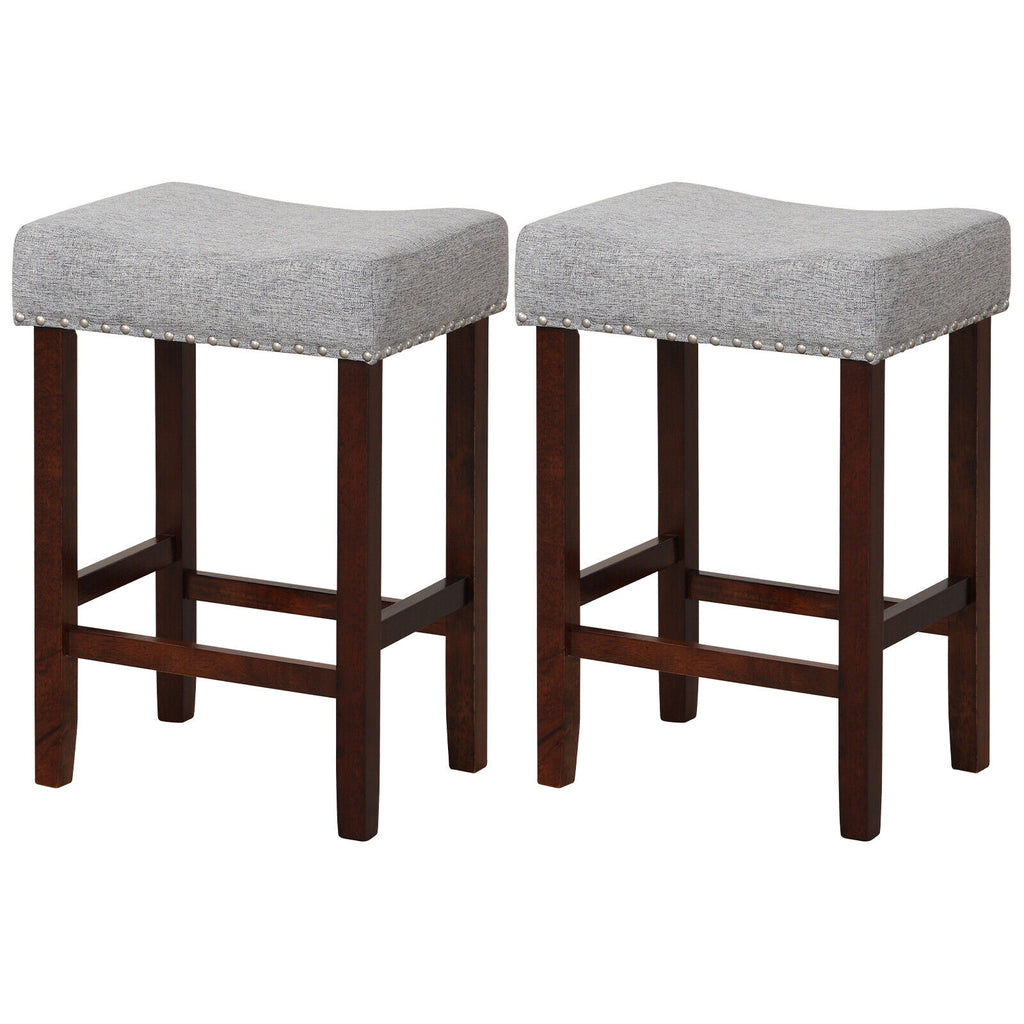 24 Inch Bar Stool with Cushioned Seat - Gray